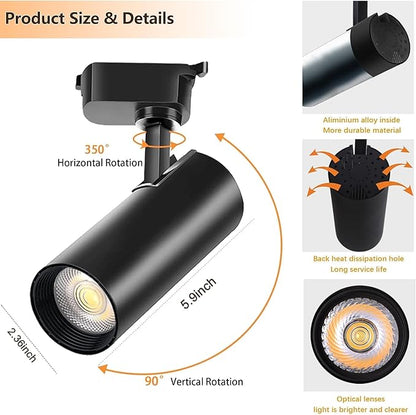 H Type LED Track Lighting Heads 24 Track Lights 3000K 20W 2400lm High Brightness Track Lighting System for Accent Lighting, Dimmable Ceiling Lights Spotlight Fixtures with 26ft Track Rail