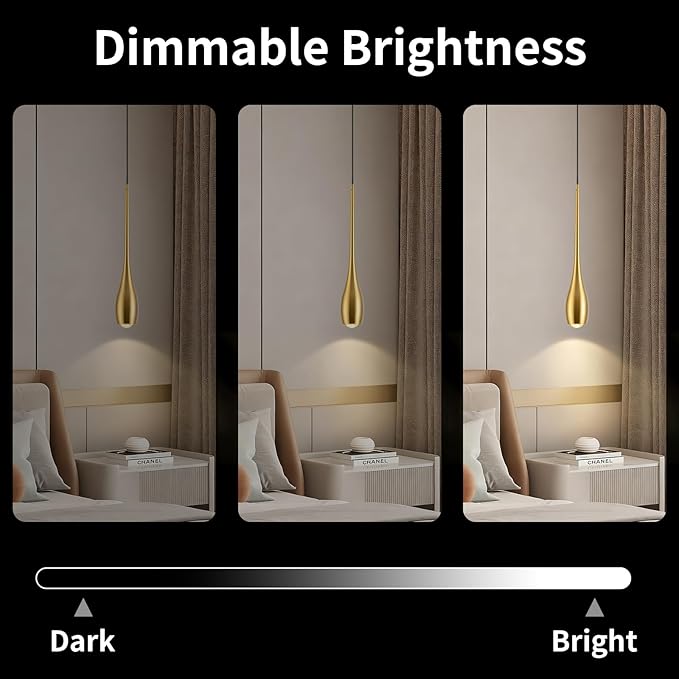 Gold Pendant Light, Modern Pendant Lights Kitchen Island, LED Hanging Light Fixtures for Dining Room Hallway Bedroom 3 Pack 3000K