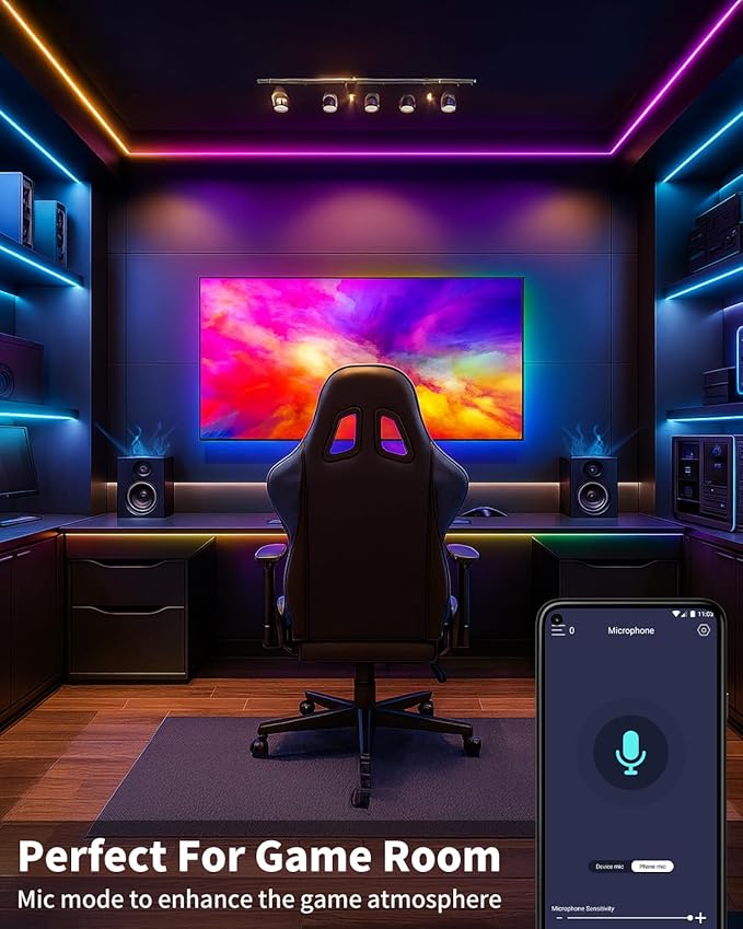 Smart LED Strip Lights 50FT for Bedroom App Control Lighting Bedroom Rome Decor with Remote, RGB Music Sync Color Changing LED Lights for Party,Game Room