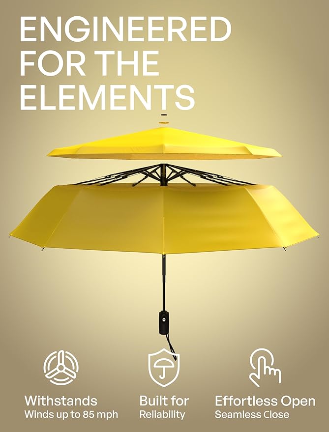 REPEL Windproof Travel Umbrella - Compact & Withstands Winds up to 85MPH , Strongest Premium Auto Folding Umbrella for Rain and Sun - Durable, Light & Portable for Women & Men , Fits Backpack & Cars