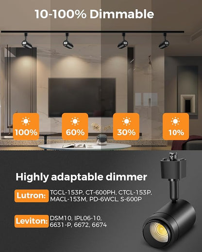 Zoomable H Track Lighting Heads H Type Track Light Heads Dimmable LED Track Lighting Fixtures Ceiling Spot Light, H Style Track Heads for H Track Lighting Rails - Black CRI90 12W 4 Pack 4000K