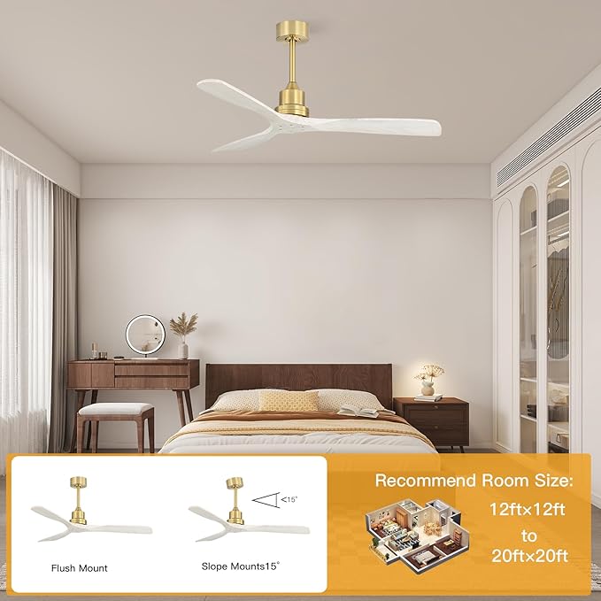 Sofucor Smart Ceiling Fan no Lights, 52" Low Profile Ceiling Fans with Remote, Compatible with Alexa/Google/App, 6-Speed Timing Reversible DC Motor for Bedroom Living Room Patio Indoor Outdoor
