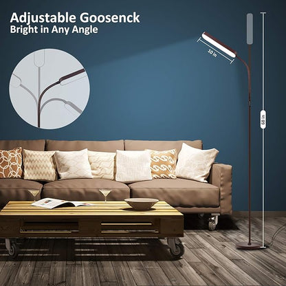 Wio-Mio Led Floor Lamps with 15w/1000lm Bright LED Floor Lamp with Stepless Adjustable 3000K-6000K Colors and Dimmer, Remote and Touch Control Reading Lamp, Adjustable Floor Lamp for Living Room