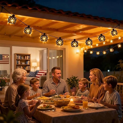 Vigdur Lantern String Lights, Star String Lights Plug in with 10 Clear G40 Bulbs and Star Plastic Lamp Shades, Connectable Moroccan Decoration Light for Home Holiday Party Decorations(9.84FT)