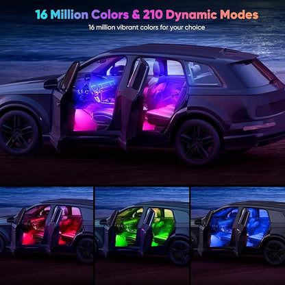 5 in 1 Acrylic LED Lights for Car, RGB Ambient Lighting Car LED Lights Interior with 16 Million Colors, Music Sync,App & USB & Remote Control Interior Car Lights for Dashboard Decorations.