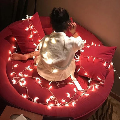 Moon String Lights Ramadan Decor, Outdoor LED String Lights 10Ft 20 LED Battery Operated Fairy Lights for Wedding Garden Decoration,Party Festival Lights, Christmas Thanksgiving Decor