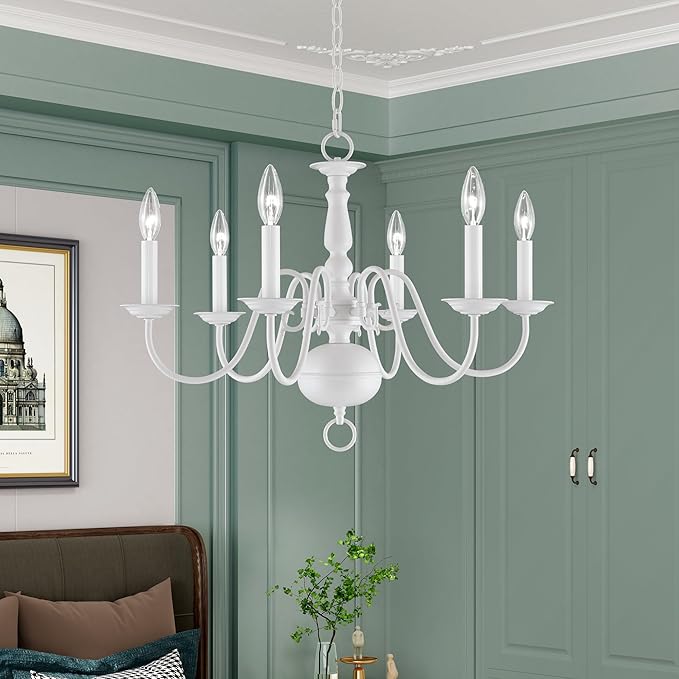 Livex Lighting 5006-03 Williamsburgh 6-Light Chandelier, White