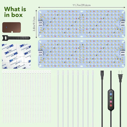 SDOVUERC Full Spectrum 384 LEDs Grow Lights, 24W Plant Grow Lights for Indoor Plants with Daisy Chain Function, Sunlike Spectrum,4/8/12/16/20H Timer for Seed Starting(Pack2)