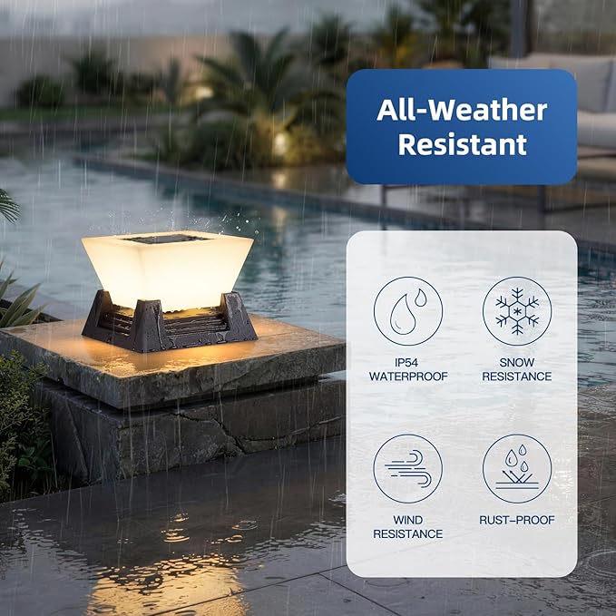 Outdoor Post Lights, 11" Hard Wired Pillar Light, IP54 Waterproof Column Lamp E26 LED Bulb Modern Fence Deck Lantern 3000K Outside Landscape Lighting for Patio Garden Backyard Gate Decoration