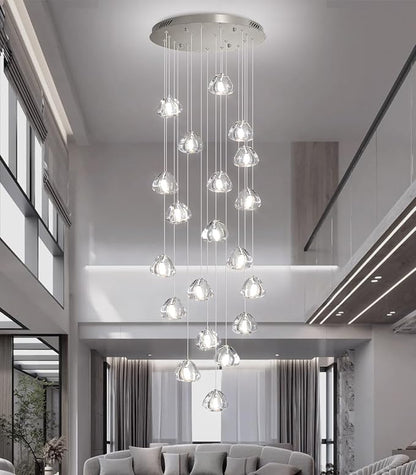HAIXIANG LED Glam Chandelier 138 inches Long Light Luxury Crystal Ceiling Chandeliers Remote Dimmable High Ceiling Pendants Lighting Fixtures Antique Gold 20 Lights