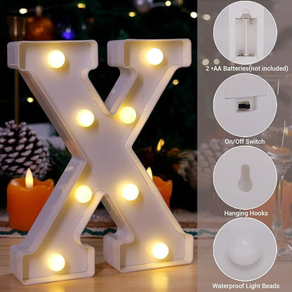 LED Marquee Sign Light Up Letters, Alphabet Light Up Letters Sign, Battery Powered LED Letter Lights for Night Light, Wedding, Birthday, Party, Christmas or Home Decor (Letter X)