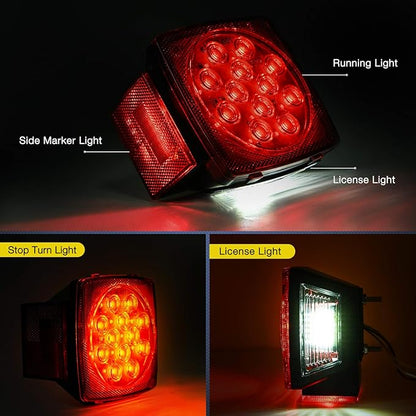 Nilight 2PCS Square LED Trailer Light Low Profile Submersible IP68 Stop Turn Tail Side Marker License Lamp for 12V Utility Boat Camper RV Trucks Marine Snowmobile