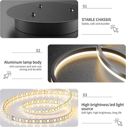 Mikeru Modern Ring Chandelier Light, LED Pendant Light Fixtures with Remote Control 3000k-6500K Adjustable Color Temperature Light for Living Room, Bedroom, Kitchen (15.7in)