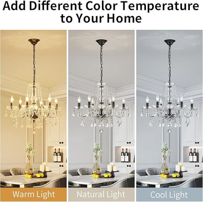 Crystal Chandelier Light Fixture, Modern K9 Crystal Chandelier for Dining Room, Black Ceiling Hanging Pendant Light Fixture for Living Room, Entryway, Bedroom, Hallway, Kitchen Island