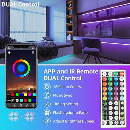 KSIPZE Led Lights for Bedroom 65.6ft Led Strip Lights with Remote RGB Color Changing Music Sync Bluetooth Smart App Control for Room Bedroom Lighting Flexible Home Décor