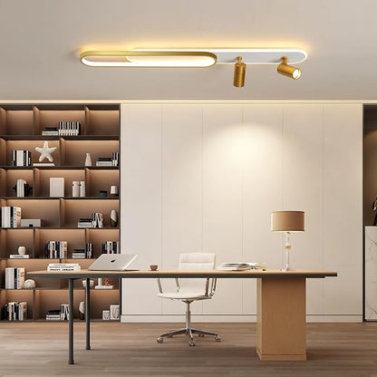 Modern LED Ceiling Light 47.2 Inch Linear Ceiling Lights with Remote Control Adjustable Light 3000K/4500k/6000K Gold Long Ceiling lamp for Living Room Kitchens Bedroom Dining Rooms Office