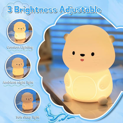 OkiyiD Otter Night Light, Cute Sea Otter Lamp Gifts,Animal Silicone Night Lamp, Cute Room Decor Night Light Birthday Christmas Gifts