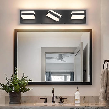SOLFART Bathroom Light, 5 Color Temperature LED Bathroom Vanity Fixtures, Black 3 Lights Vanity Light Over Mirror Modern LED Light Adjustable Color 5CCT