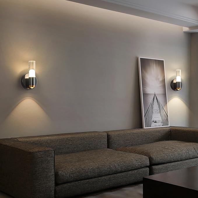 Modern Wall Sconces Black Wall Lamp Sconces Wall Lighting LED Wall Lights Wall Decor, Indoor Up and Down Wall Lamp for Bedroom Bathroom Stair Entryway