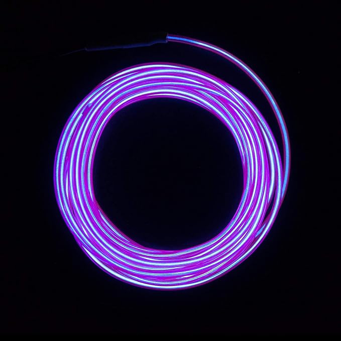 lychee 15ft Neon Glowing Strobing Electroluminescent Light El Wire w/Battery Pack for Parties, Halloween Decoration (Purple)