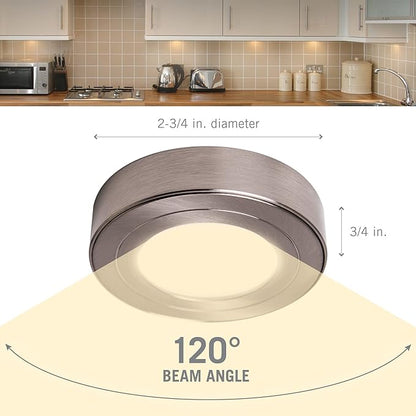 Armacost Lighting PureVue Dimmable LED Undercabinet Puck Light, Daylight 5000K, Brushed Steel 253411