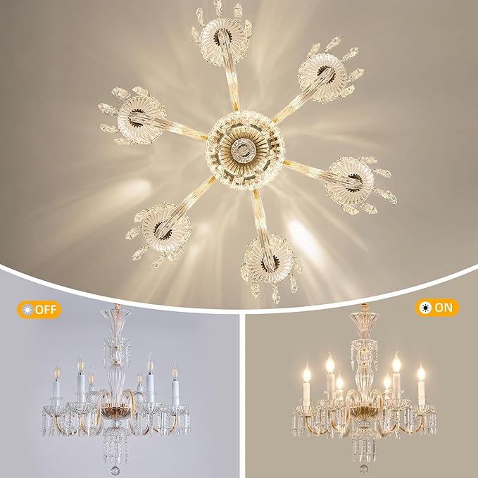 Crystal Chandeliers Light Dining Room：K9 Modern Candle Chandelier Lights for Bedroom - 6 E12 Bulbs Hanging Pendant Lighting Fixtures for Living Room Kitchen Farmhouse Hallway Ceiling Entryway