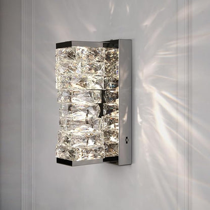 HuisMier Chrome Crystal Wall Sconces, Modern Dimmable LED Wall Light Fixtures with 3 Color Temperature, K9 Elegant Crystal Vanity Wall Lighting for Bathroom Bedroom Living Room Stairway Hallway