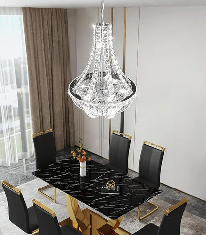 Crystal Chandelier for Living Room Empire Chandeliers K9 Crystal Luxury Pendant Lighting for Dining Room Bedroom Hallway Silver Light E12 Bulbs Required