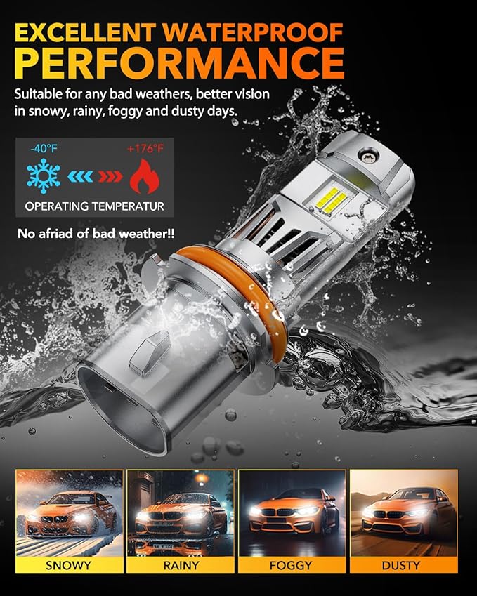OXILAM 9007/HB5 LED Bulbs, 1000% Ultra-Bright, 1:1 Halogen Size 9007 Fog Lights, 3 Min Quick Install, 20 Years Lifespan, No Flicker, 99% Compatibility, Pack of 2