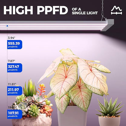 Barrina TX-L63 3FT LED Grow Light, 63W, 4 Panels Wider Coverage, Full Spectrum, High PPFD, Super Bright, Linkable, Hanging Fixture, Plant Stand with Grow Light for Indoor, Vegetable, Seeding, 1 Pack