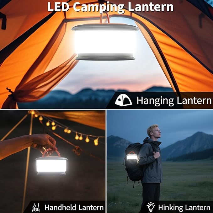 Camping String Lights, 4 in 1 Retractable String Lights, Quick 30s Recovery, 32.8ft Rechargeable LED Fairy Lights for Outside, 32.8ft Portable Tent Lights for Tent Patio Awning Garden RV Decoration