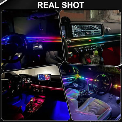 Acrylic Interior Car LED Strip Light with Wireless APP, RGB 18 in 1 with 175 inches 593 LEDs Fiber Optic Ambient Lighting Kits, 16 Million Colors Sound Active Function Car Neon Lights