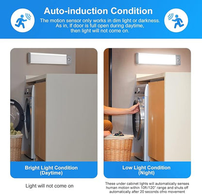 RXWLKJ 30-LED Under Cabinet Lights,USB Rechargeable Kitchen Night Light,Battery Operated Counter Closet Lighting,Wireless Motion Activated Light for Cabinets Cupboard Pantry(Warm Light 2Pack