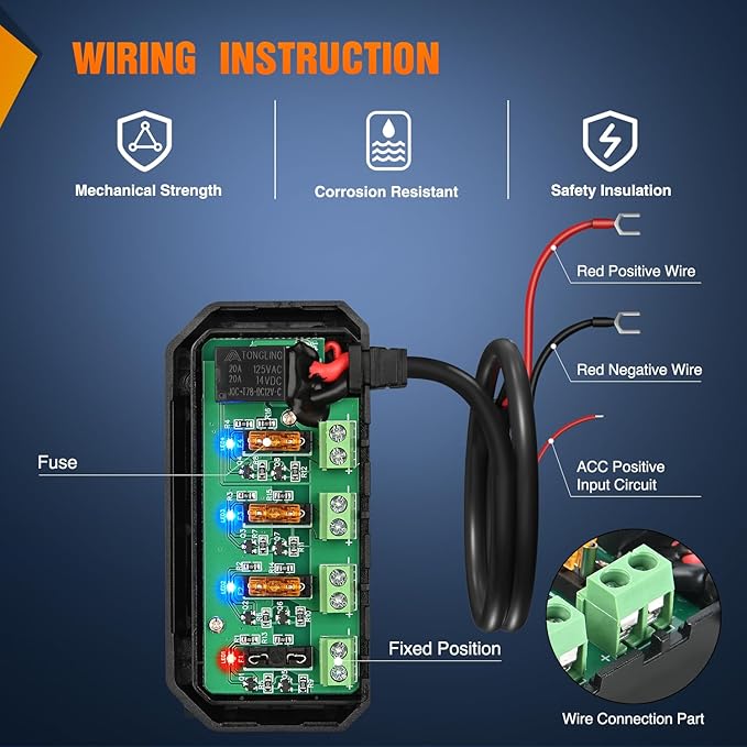 Nilight 12V Motorcycle Fuse Box 20A Low Profile Terminal Block Holder w/LED Indicator 4 Circuits Protection Battery Relay for Cars Motorcycles ATV UTV 12 Volt Vehicles