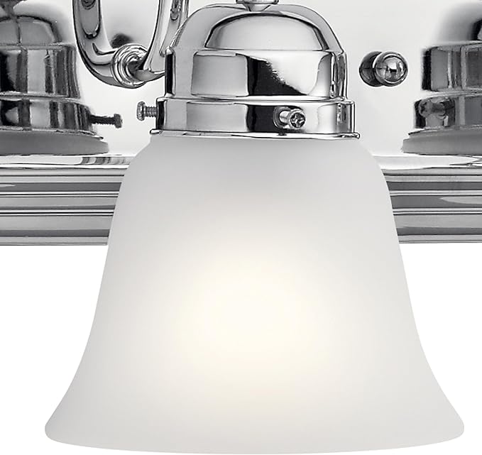 Kichler 5-Light Bathroom Vanity Light Fixture, 36" Traditional Design with Satin Etched Glass Shades in Tannery Bronze for Over Mirror Lighting (36" x 8" x 8"), 5339CHS