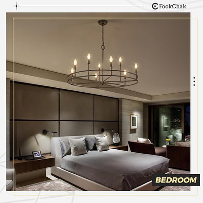 Black Chandeliers Light Fxiture, Modern Round Chandelier 9-Light Metal Candle Chandeliers Dining Room Chandelier Over Table Master Bedroom Chandelier Lighting for Living Room Foyer 35in