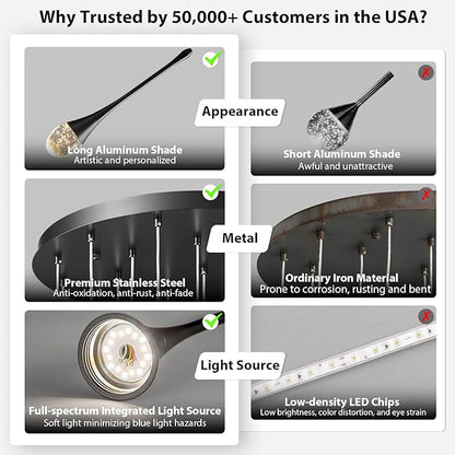 Raindrop Crystal Chandelier High Ceiling: 12 Lights Dimmable LED With Remote - Large Long Modern Bubble Hanging Pendant Light Fixture Spiral Chandeliers for Living Room Staircase Entryway Foyer Black