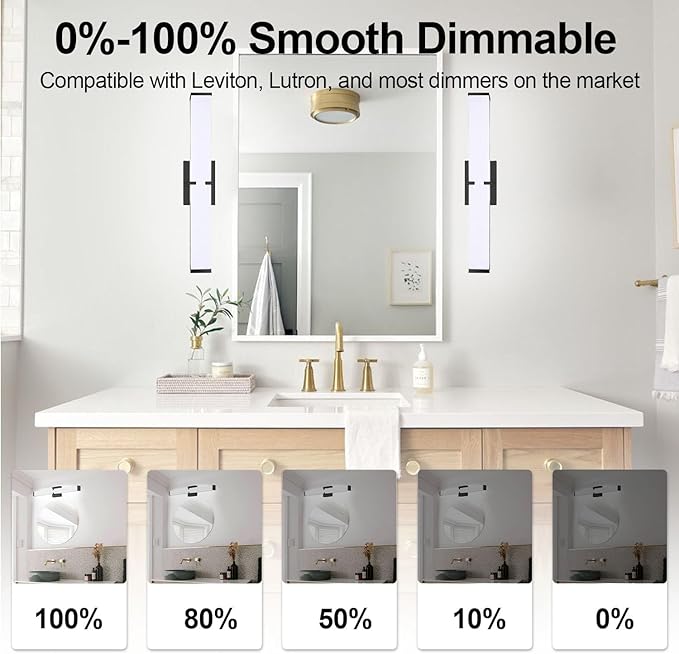 32 Inch LED Bathroom Vanity Light Cool White 5000K Black Modern Matte Bathroom Lighting Fixtures; Equivalent to Incandescent 300W for Over Mirror Vanity Light - ETL Certificated (1 Pack)