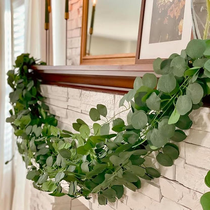 CQURE 72Pcs Eucalyptus Garland,Artificial Eucalyptus Leaves Table Greenery Garland Wreath Vines for Wedding Party Table Fireplace Wall Room Decor