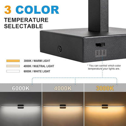 LED Bathroom Vanity Light, Modern Bathroom Light Fixture Over Mirror (3000K/4000K/6000K, Dimmable), Vanity Light Bar with Angle Adjustable, 48 Inch, Black