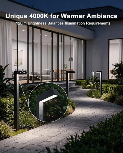Low Voltage Pathway Lights, 4.5W LED Landscape Lighting, 4000K, 9-15V AC/DC, IP65 Waterproof, Aluminum, Black, 8 Pack