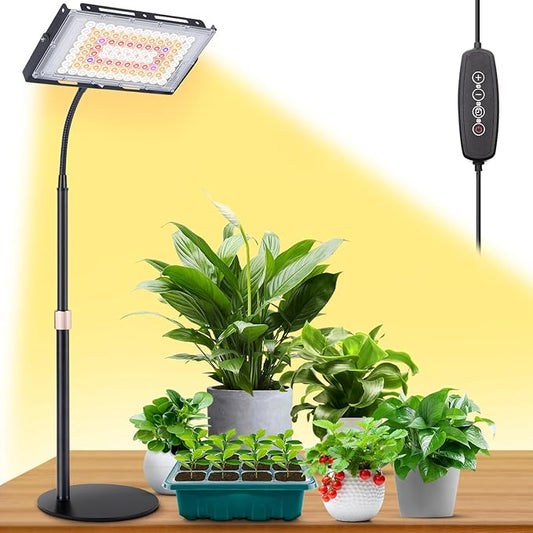 LBW Grow Light for Indoor Plants, Full Spectrum Desk LED Plant Light, Large Grow Lamp with 4H/8H/12H Timer, 6-Level Brightness, Height Adjustable, Flexible Gooseneck,Ideal for Indoor Growth