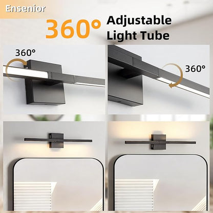 Brushed Black Vanity Light 24 Inch Modern Bathroom Light Fixtures 16W Wall Vanity Lamp Over Mirror, Dimmable 5CCT LED Wall Sconce for Bedroom Cabinets