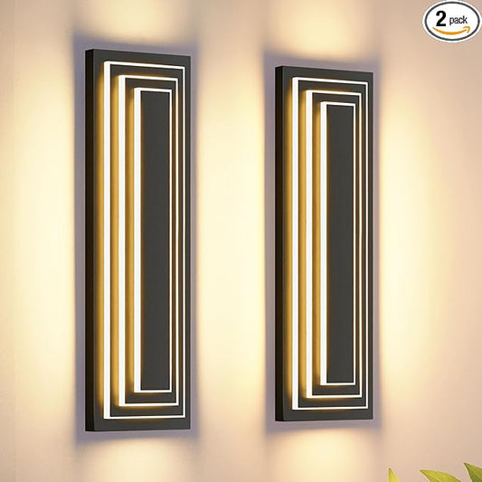 23.6 in Long Outdoor Wall Lights,3-Tier Large Exterior Lighting Fixtures,LED Front Porch Lights,Waterproof Outdoor Garage Lights,3000K Warm White Modern Acrylic Wall Sconce,36W,2 Packs