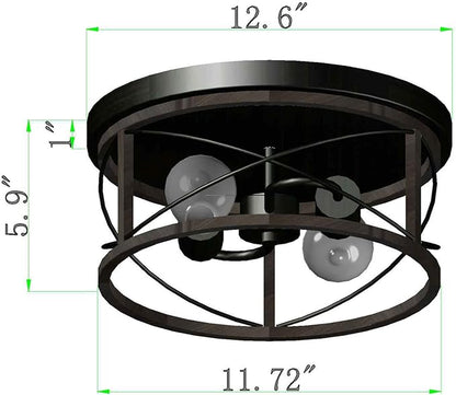 Q&S Farmhouse Ceiling Light Fixture Flush Mount,ORB+Bronze,Rustic Vintage Mini Ceiling Lighting for Hallway Entryway Kitchen Dining Room Bedroom Garage Gazebo Locker,2 Lights UL Listed