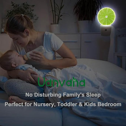 Lime Lemon Night Light Tropical Fruit Summer Juice Plug-in Night Lights with Dusk-to-Dawn Sensor Sleep Friendly LED Lighting for Women/Girls/Boys for Bedroom Bathroom Living Room