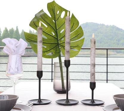 Fanna Birch Flameless Taper Candles, Real Wax Finished Flickering Battery Operated Candles with Remote Control - Batteries Included