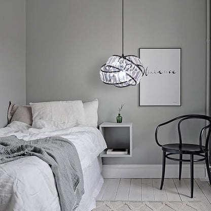 Modern Crystal Chandelier Light Fixure Mid Century Modern Geometric Black Ring Chandelier Vintage Small Crystal Black Chandeliers for Dining Room, Kitchen Island, Bedroom, Foyer