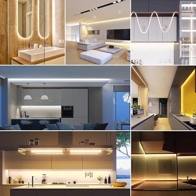 BTF-LIGHTING FCOB COB LED Strip IP65 480LED/m Flexible High Density Uniform Light 9W/m 16.4FT DC12V Warm White 3000K CRI 90+ 8mm Width for Home Indoor Decor(No Adapter or Controller)
