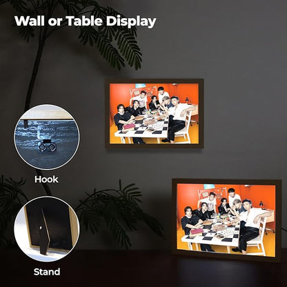 MEMELIGHT Light-Up Wall Art – BTS Photo Art Night Light, Kpop Idol Merchandise, BTS Merch, A4 Size LED Table Light, 8.3 x 11.7 inch